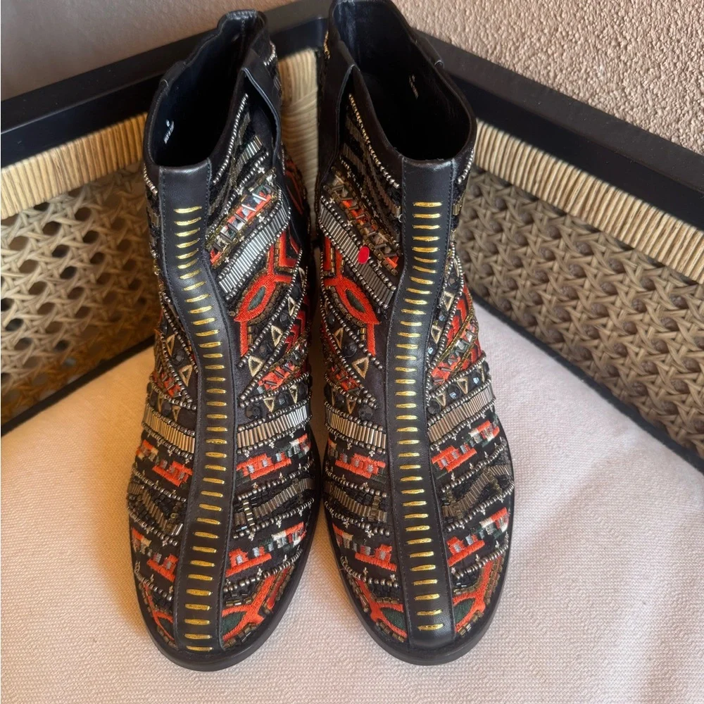 HTF New Alice + Olivia Bohemian Boots With Intricate Beading & Hidden Heel EU 41 - Picture 7 of 9